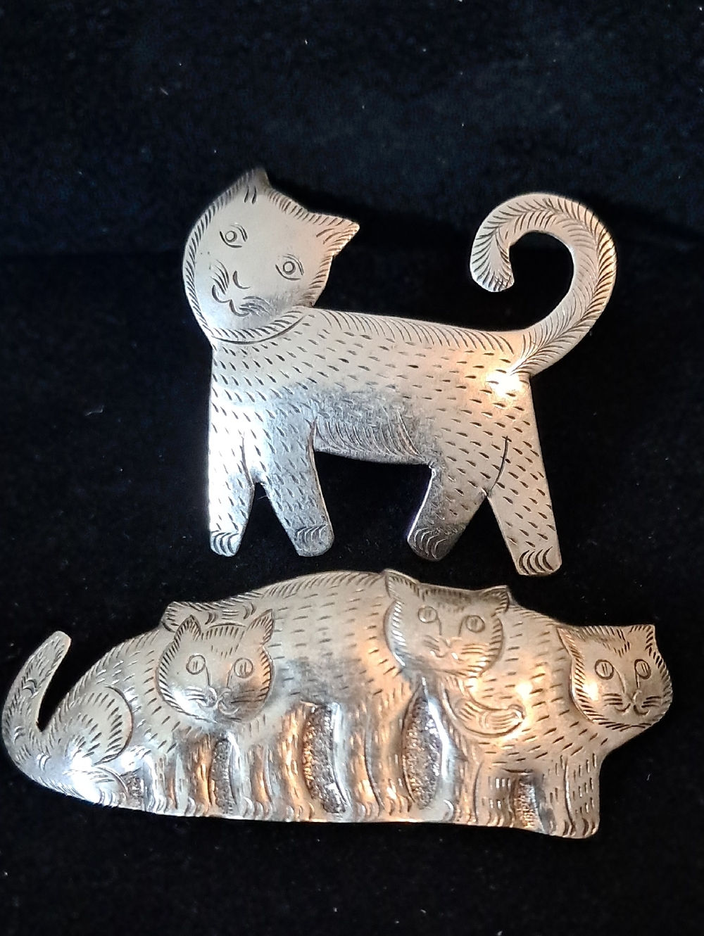 Vintage Artisan Cat Pins/Brooches